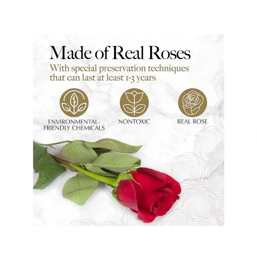 16 Flower Forever Heart Shape Box - Preserved Red Roses, Gift, Love